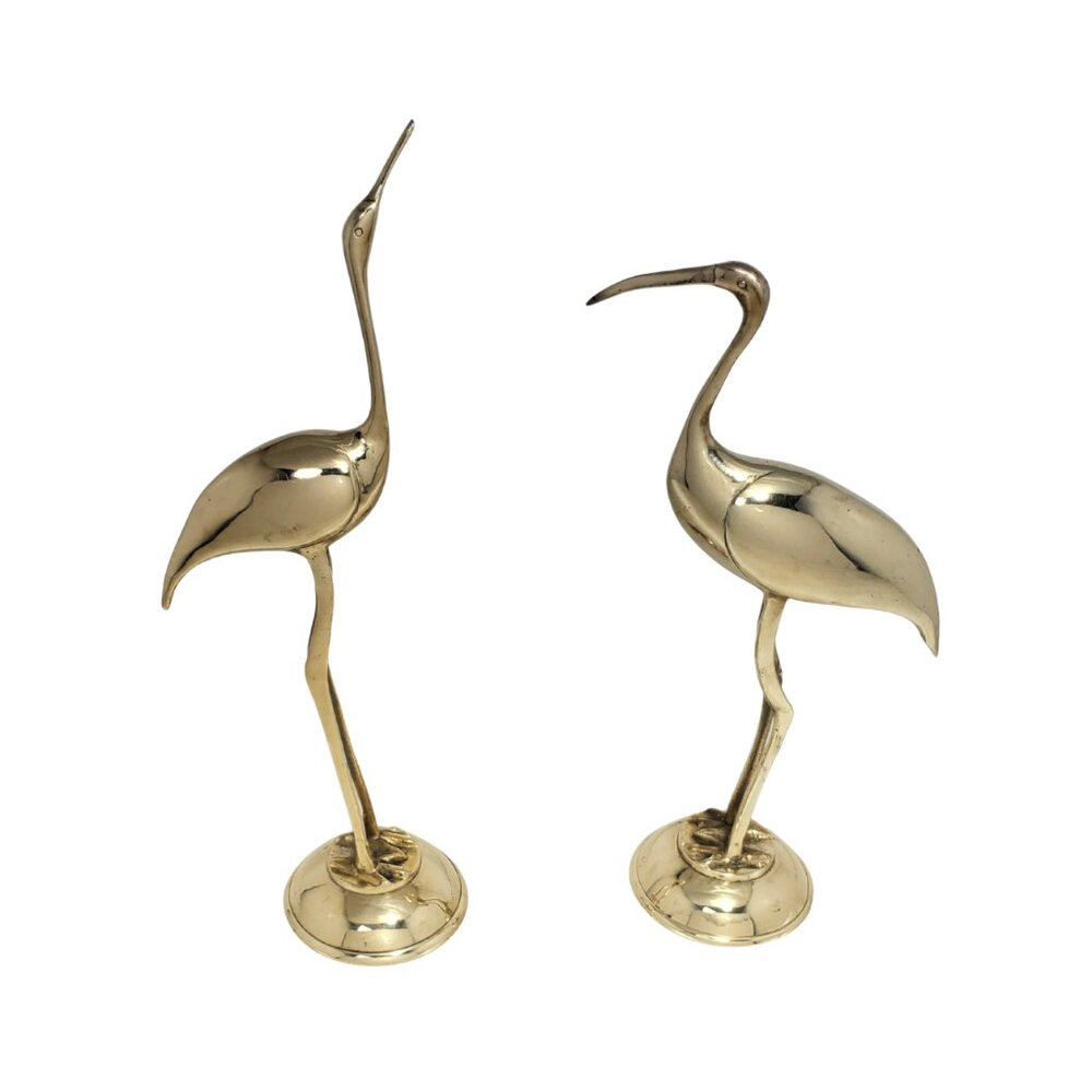 Vintage Brass Crane Figurines – Pair - Brass Birds